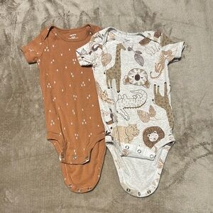 12 month Carter's Brown and Cream Bodysuits with Playful